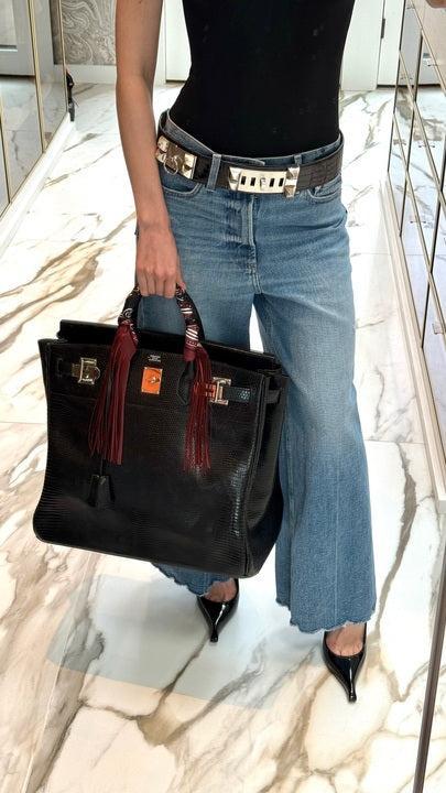 Hermes HAC Birkin 40 Black Shiny Lizard Palladium Hardware