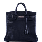 Hermes HAC Birkin 40 Black Shiny Lizard Palladium Hardware