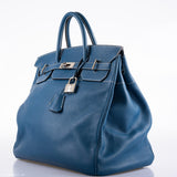 Hermes HAC Birkin 40 Bleu Thalassa Togo Palladium Hardware