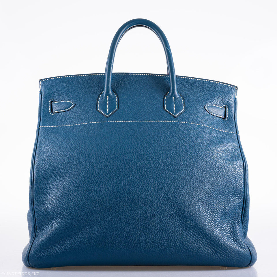 Hermes HAC Birkin 40 Bleu Thalassa Togo Palladium Hardware