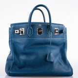 Hermes HAC Birkin 40 Bleu Thalassa Togo Palladium Hardware