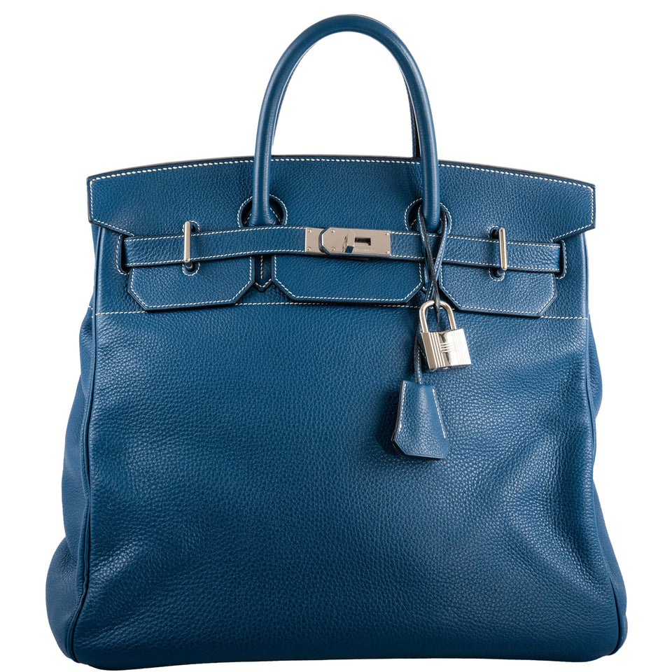 Hermes HAC Birkin 40 Bleu Thalassa Togo Palladium Hardware