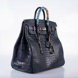 Hermes HAC Birkin 40 Blue Marine Matte Porosus Crocodile Palladium Hardware - 2018, C
