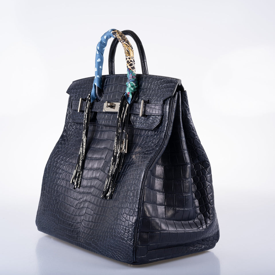 Hermes HAC Birkin 40 Blue Marine Matte Porosus Crocodile Palladium Hardware - 2018, C