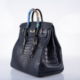 Hermes HAC Birkin 40 Blue Marine Matte Porosus Crocodile Palladium Hardware - 2018, C