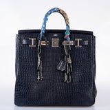 Hermes HAC Birkin 40 Blue Marine Matte Porosus Crocodile Palladium Hardware - 2018, C