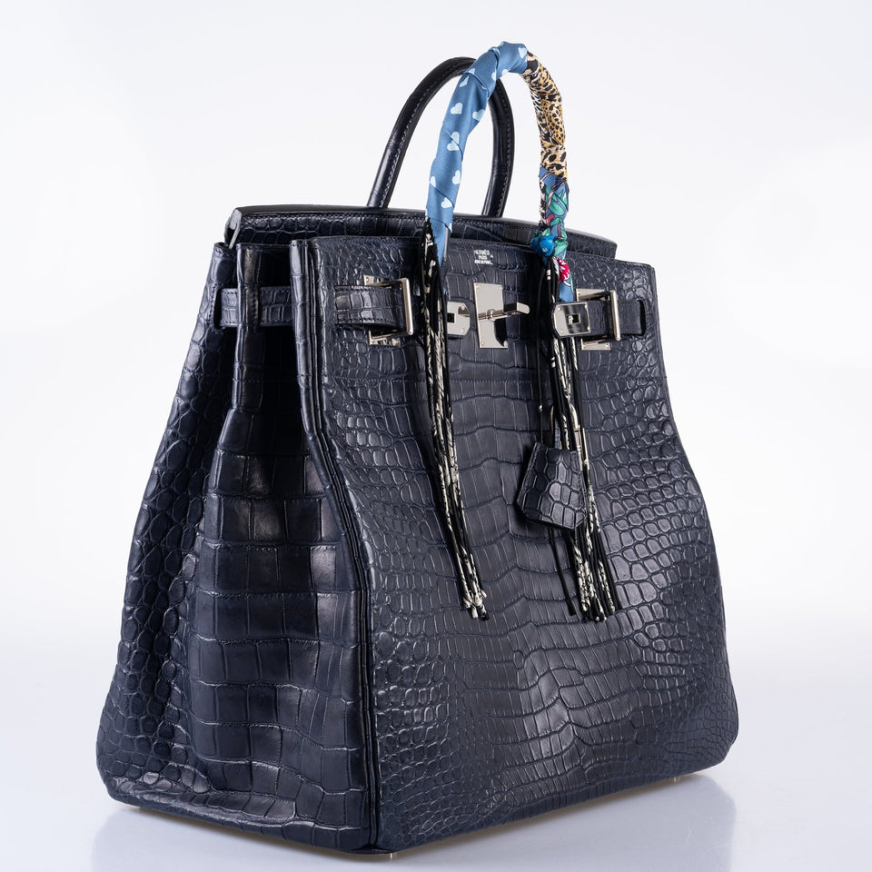 Hermes HAC Birkin 40 Blue Marine Matte Porosus Crocodile Palladium Hardware - 2018, C
