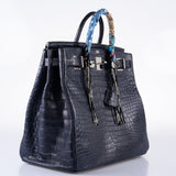 Hermes HAC Birkin 40 Blue Marine Matte Porosus Crocodile Palladium Hardware - 2018, C