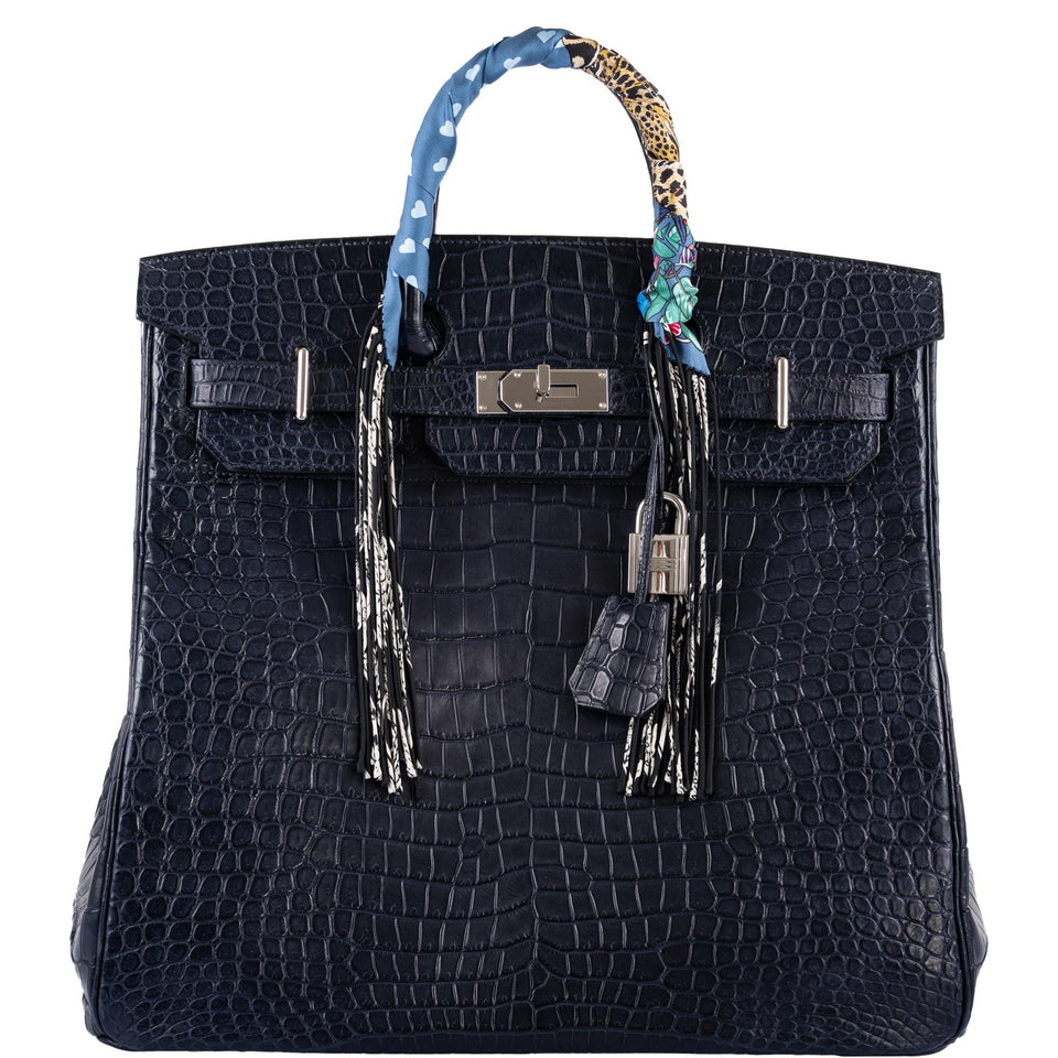 Hermes HAC Birkin 40 Blue Marine Matte Porosus Crocodile Palladium Hardware - 2018, C