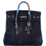 Hermes HAC Birkin 40 Blue Marine Matte Porosus Crocodile Palladium Hardware - 2018, C