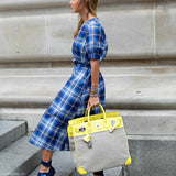 Hermes HAC Birkin 40 Lime Evercolor and Toile de Camp Burlap Palladium Hardware