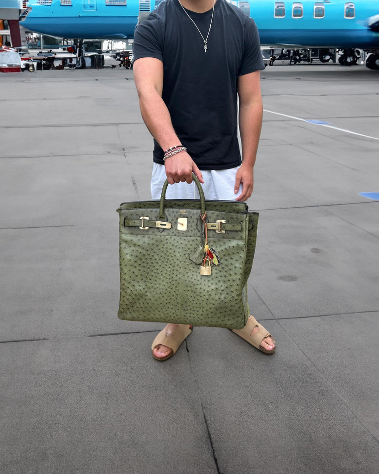 Hermes HAC Birkin 40 Vert Olive Ostrich Gold Hardware
