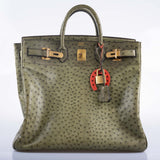Hermes HAC Birkin 40 Vert Olive Ostrich Gold Hardware