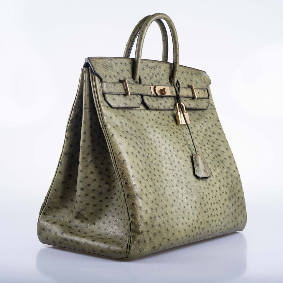 Hermes HAC Birkin 40 Vert Olive Ostrich Gold Hardware
