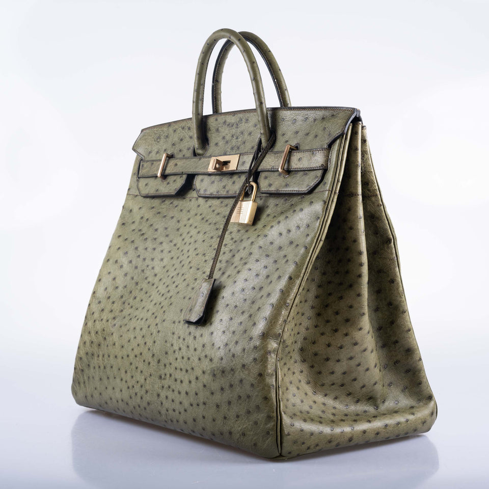 Hermes HAC Birkin 40 Vert Olive Ostrich Gold Hardware