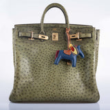 Hermes HAC Birkin 40 Vert Olive Ostrich Gold Hardware