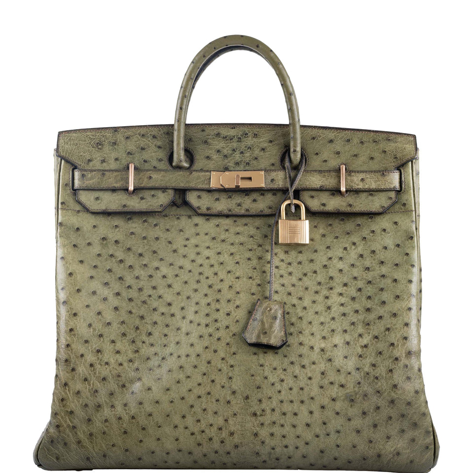 Hermes HAC Birkin 40 Vert Olive Ostrich Gold Hardware