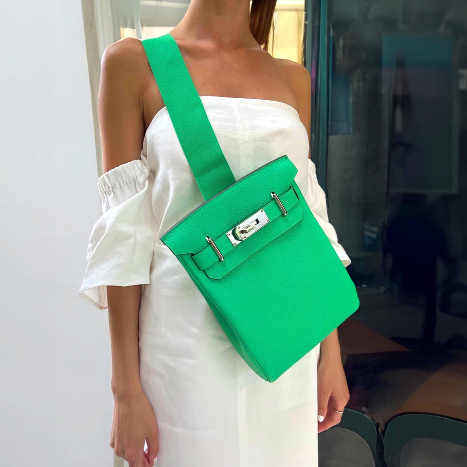 Hermes HAC Birkin A Dos PM Vert Comics Togo Palladium Hardware