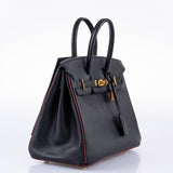 Hermes HSS Birkin 25 Black and Rouge H Chevre Gold Hardware