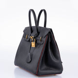 Hermes HSS Birkin 25 Black and Rouge H Chevre Gold Hardware