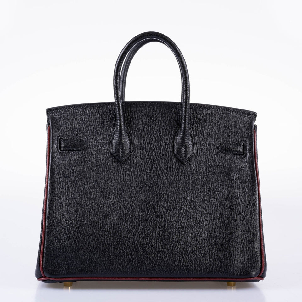Hermes HSS Birkin 25 Black and Rouge H Chevre Gold Hardware