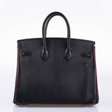 Hermes HSS Birkin 25 Black and Rouge H Chevre Gold Hardware