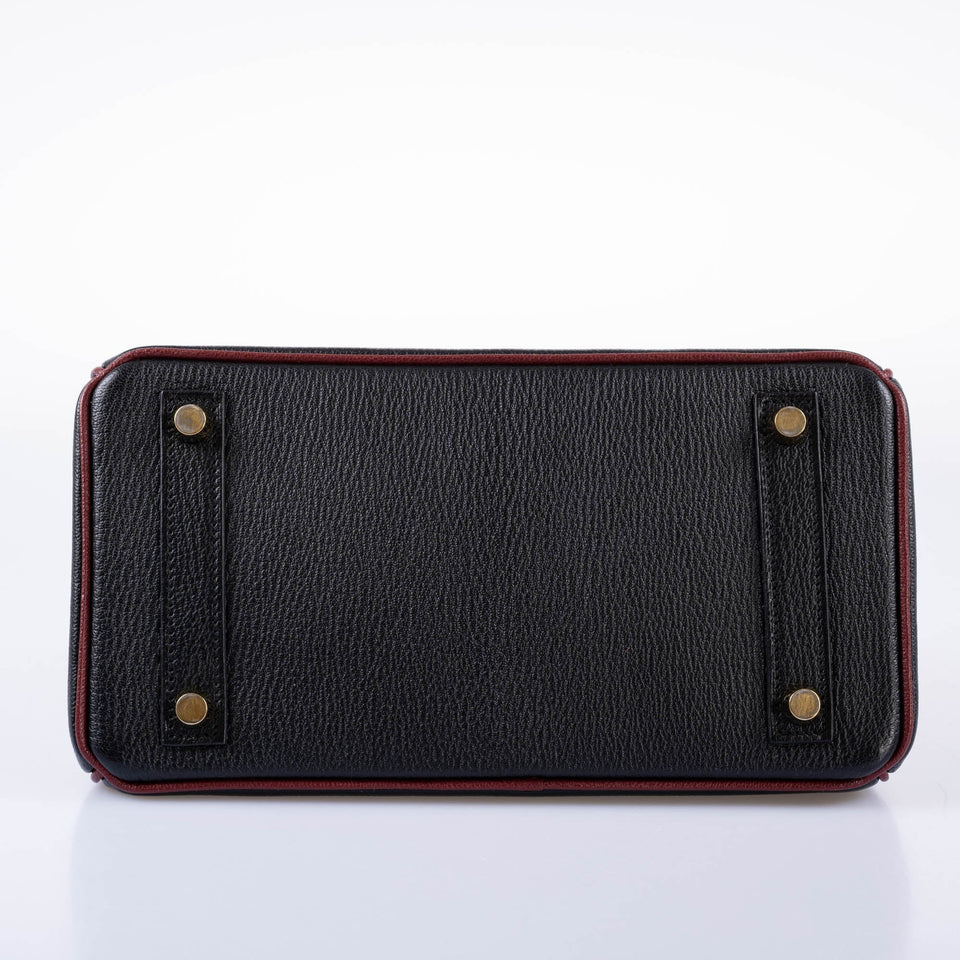Hermes HSS Birkin 25 Black and Rouge H Chevre Gold Hardware