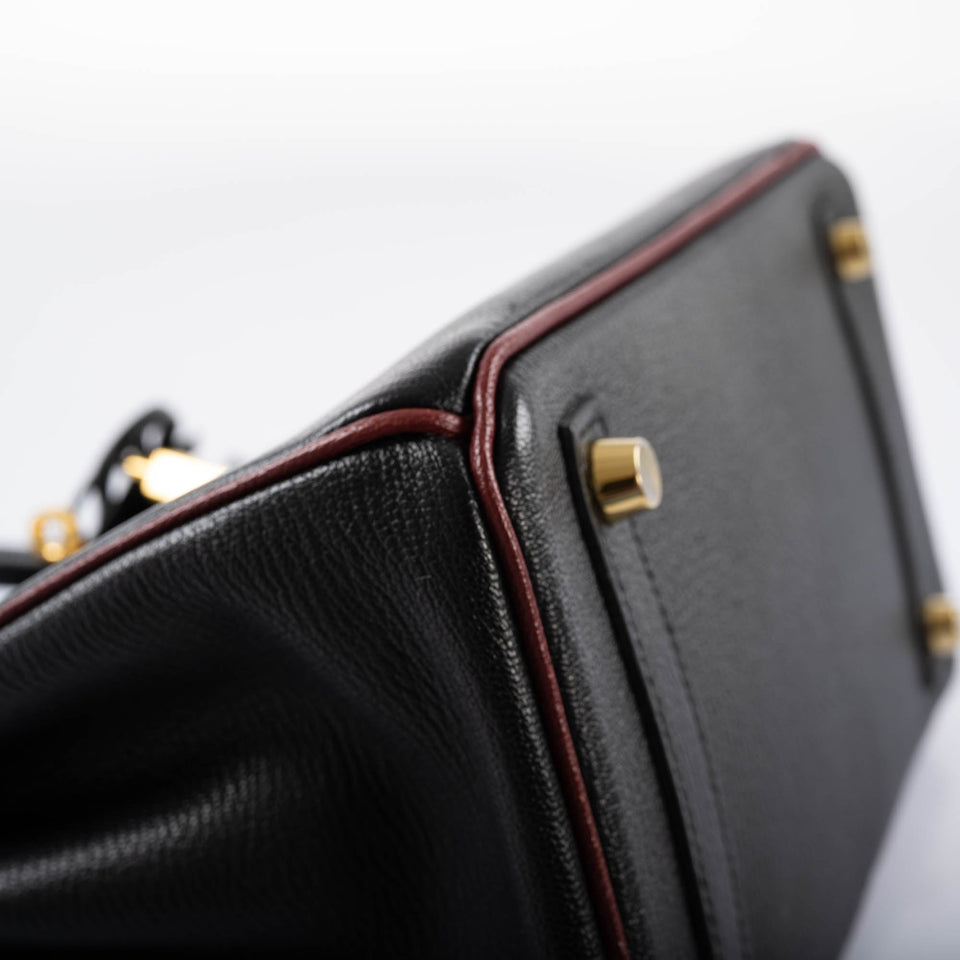Hermes HSS Birkin 25 Black and Rouge H Chevre Gold Hardware