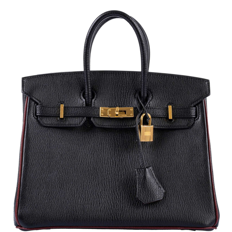 Hermes HSS Birkin 25 Black and Rouge H Chevre Gold Hardware