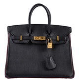 Hermes HSS Birkin 25 Black and Rouge H Chevre Gold Hardware