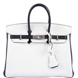 Hermes HSS Birkin 25 Black and White Togo with Palladium Hardware - 2018, C