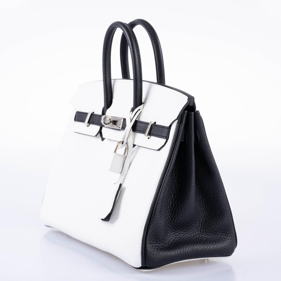 Hermes HSS Birkin 25 Black and White Togo with Palladium Hardware