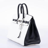 Hermes HSS Birkin 25 Black and White Togo with Palladium Hardware