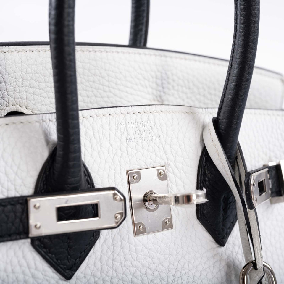 Hermes HSS Birkin 25 Black and White Togo with Palladium Hardware