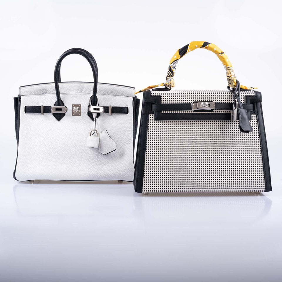 Hermes HSS Birkin 25 Black and White Togo with Palladium Hardware