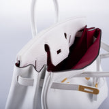 Hermes HSS Birkin 25 White Togo and Rose Pourpre Interior with Brushed Gold Hardware