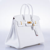 Hermes HSS Birkin 25 White Togo and Rose Pourpre Interior with Brushed Gold Hardware
