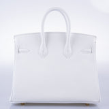 Hermes HSS Birkin 25 White Togo and Rose Pourpre Interior with Brushed Gold Hardware
