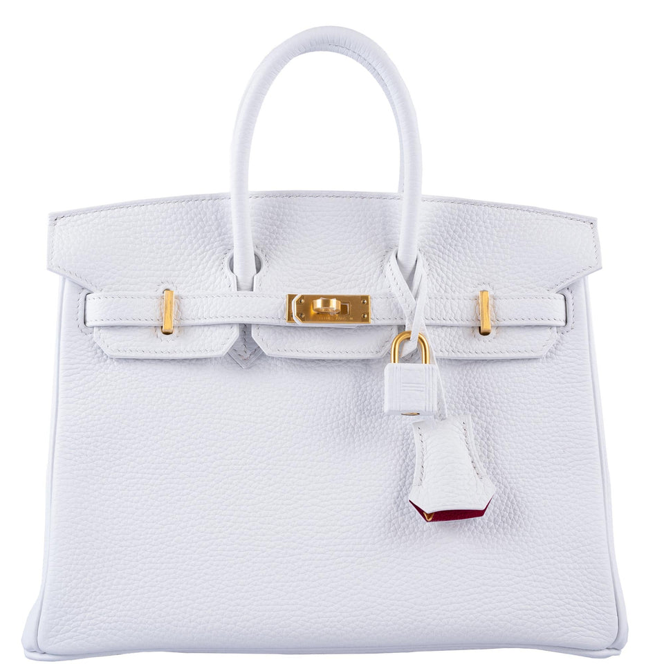 Hermes HSS Birkin 25 White Togo and Rose Pourpre Interior with Brushed Gold Hardware