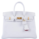 Hermes HSS Birkin 25 White Togo and Rose Pourpre Interior with Brushed Gold Hardware