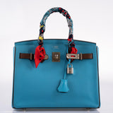HermesHSS Birkin 30 Bleu Aztec and Havane Chevre Palladium Hardware