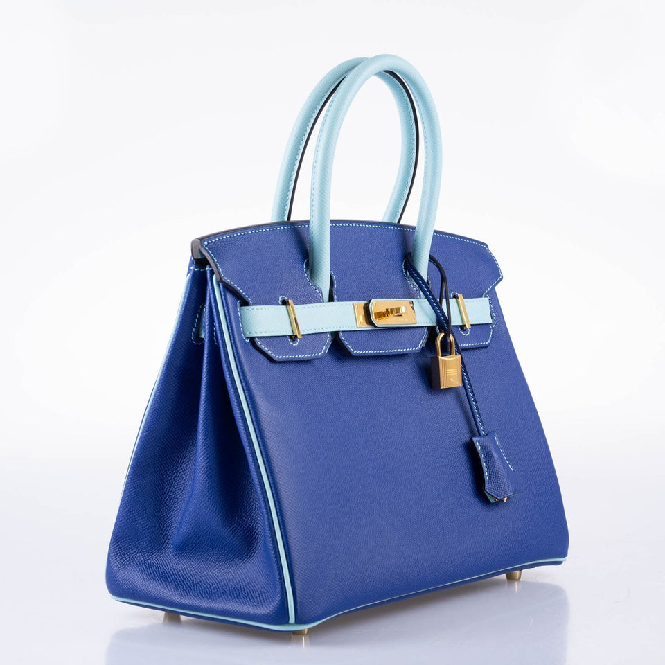 HermesHSS Birkin 30 Blue Electric & Blue Atoll Epsom with Gold Hardware - 2015, T