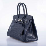 HermesHSS Birkin 30 Blue Marine Matte Alligator & Cassis Interior with Palladium Hardware