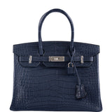 HermesHSS Birkin 30 Blue Marine Matte Alligator & Cassis Interior with Palladium Hardware