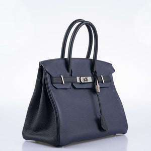 HermesHSS Birkin 30 Blue Nuit & Black Togo Brushed Palladium Hardware