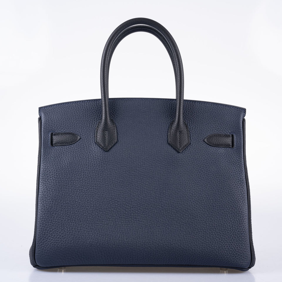 HermesHSS Birkin 30 Blue Nuit & Black Togo Brushed Palladium Hardware