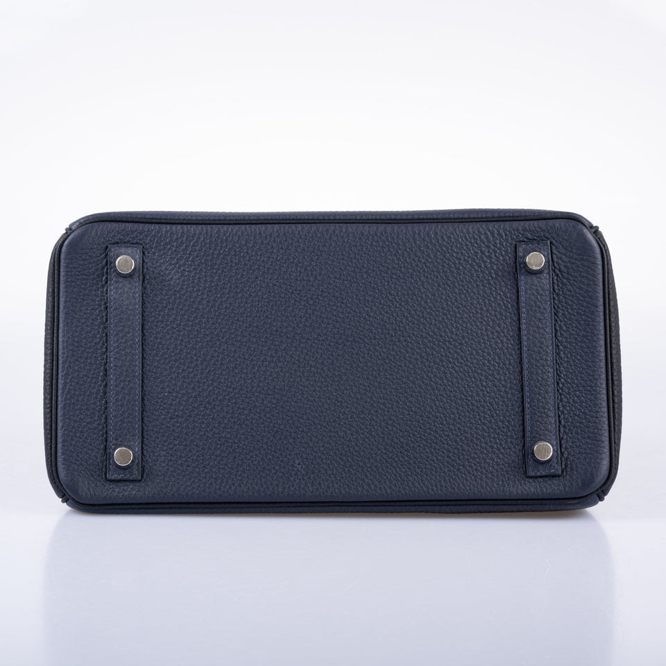 Hermes HSS Birkin 30 Blue Nuit & Black Togo Brushed Palladium Hardware