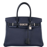 Hermes HSS Birkin 30 Blue Nuit & Black Togo Brushed Palladium Hardware