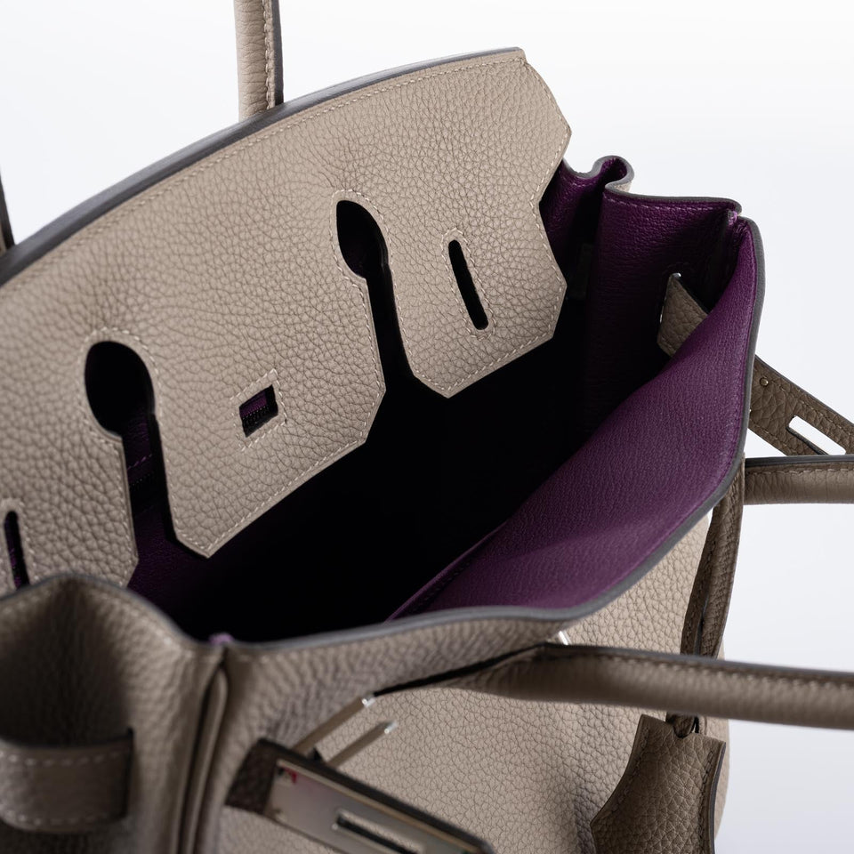 HermesHSS Birkin 30 Gris Asphalte Togo with Cassis Interior with Palladium Hardware