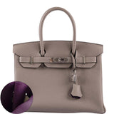 HermesHSS Birkin 30 Gris Asphalte Togo with Cassis Interior with Palladium Hardware